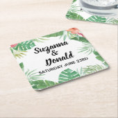 Dessous-de-verre Carré En Papier Aquarelle tropicale Aloha Dessous de verre de mari (Incliné)