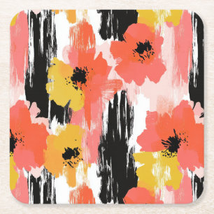 Dessous-de-verre Carré En Papier Aquarelle vintage Floral Abstrait Motif (12)