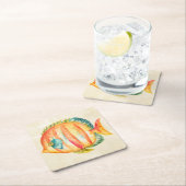 Dessous-de-verre Carré En Papier Aquarium coloré Poisson (En situation)