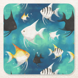 Dessous-de-verre Carré En Papier Aquarium Motif