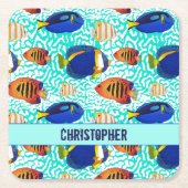 Dessous-de-verre Carré En Papier Aquarium tropical Reef Poisson Design (Devant)