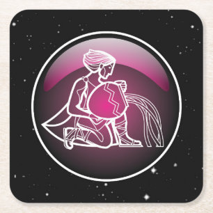 Dessous-de-verre Carré En Papier Aquarius pourpre Zodiac