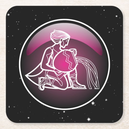 Dessous-de-verre Carré En Papier Aquarius pourpre Zodiac (Devant)