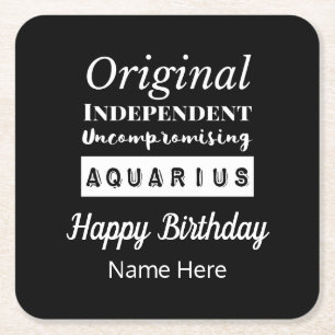 Dessous-de-verre Carré En Papier Aquarius Zodiac Caractéristiques amusantes Anniver