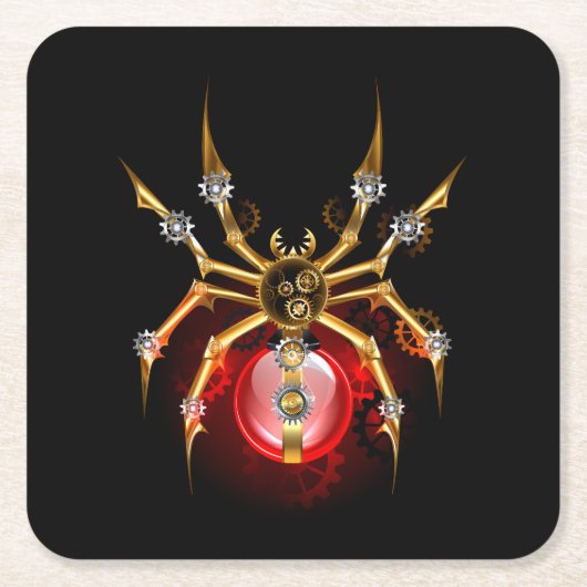 Dessous-de-verre Carré En Papier Araignée en vapeur noire (Devant)