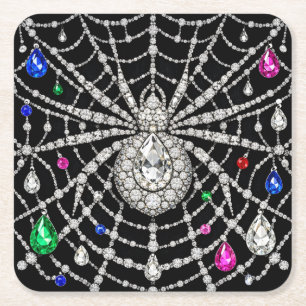 Dessous-de-verre Carré En Papier Araignée Glamouruse design Diamant Bijou