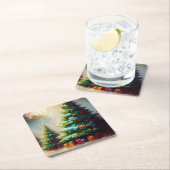 Dessous-de-verre Carré En Papier Arbre de Noël 2 (En situation)