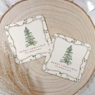 Dessous-de-verre Carré En Papier Arbre de Noël en pin élégant de Noël vintage