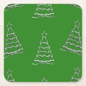 Dessous-de-verre Carré En Papier Arbre de Noël en vert (Devant)