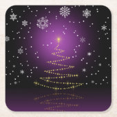 Dessous-de-verre Carré En Papier Arbre de Noël moderne de Gleamy (Devant)