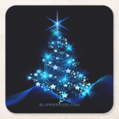 Dessous-de-verre Carré En Papier arbre de Noël stylisé SlipperyJoe bleu brillant s (Devant)