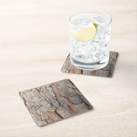 Dessous-de-verre Carré En Papier Arbre écorce automne Motifs d'automne (En situation)