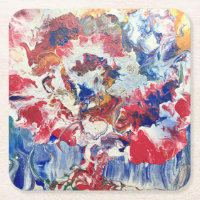 Arbre en fleurs rouge abstrait bleu bleu jaune Fle