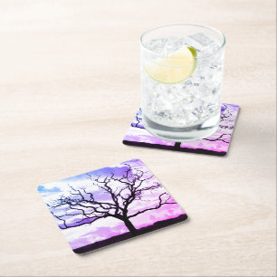 Dessous-de-verre Carré En Papier Arbre sans feuilles