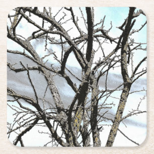DESSOUS-DE-VERRE CARRÉ EN PAPIER ARBRES