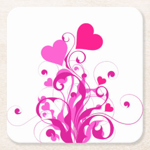 Dessous-de-verre Carré En Papier Arbres de coeurs d'amour-25053