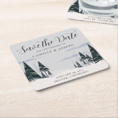 Dessous-de-verre Carré En Papier Arbres d'hiver Forêt de neige moderne Enregistrez (Incliné)