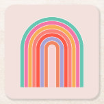 Dessous-de-verre Carré En Papier Arc en arc-en-ciel moderne du milieu du siècle<br><div class="desc">Arc-en-ciel rétro Abstrait - Arc-en-ciel coloré.</div>