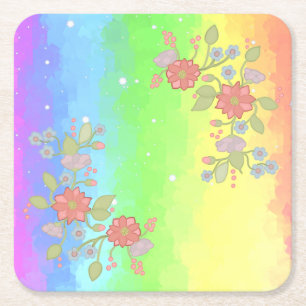 Dessous-de-verre Carré En Papier Arc-en-ciel