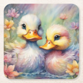 Dessous-de-verre Carré En Papier Arc-en-ciel Canard 1 (Devant)