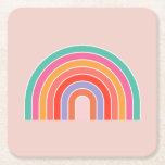 Dessous-de-verre Carré En Papier Arc-en-ciel coloré Abstrait<br><div class="desc">Arc-en-ciel - Arc-en-ciel coloré - Arcs Abstraits colorés - Peachy / Arrière - plan beige.</div>
