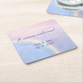 Dessous-de-verre Carré En Papier Arc en ciel d'espoir - pastel, mariage (Incliné)