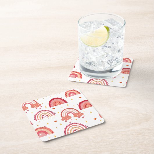 Dessous-de-verre Carré En Papier Arc-en-ciel orange (En situation)