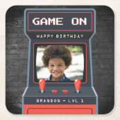 Dessous-de-verre Carré En Papier Arcade Jeu Photo Brick Wall Retro (Devant)