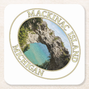 Dessous-de-verre Carré En Papier Arch Rock sur l'île Mackinac au Michigan