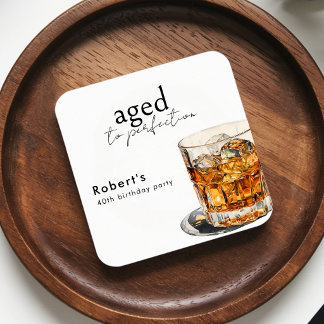 Dessous-de-verre Carré En Papier Arche de fête d'anniversaire de whisky vieilli à l
