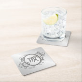 Dessous-de-verre Carré En Papier Argent de conception de zodiaque de Vierge (En situation)