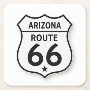 Dessous-de-verre Carré En Papier Arizona Route 66 Rétro Bouclier Blanc Dessous de V