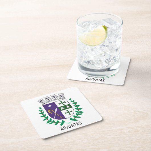 Dessous-de-verre Carré En Papier Armoiries d'Adjuntas, Porto Rico (En situation)