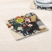 Dessous-de-verre Carré En Papier Arrêt de bus à Noël (Incliné)