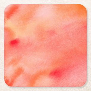Dessous-de-verre Carré En Papier Arrière - plan abstrait d'aquarelle - orange