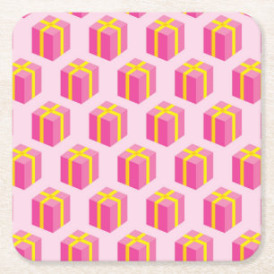 Dessous-de-verre Carré En Papier Arrière - plan avec des cadeaux