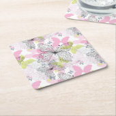 Dessous-de-verre Carré En Papier Arrière - plan avec le papillon (Incliné)