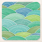 Dessous-de-verre Carré En Papier Arrière - plan des vagues vertes abstraites (Devant)