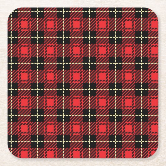 Dessous-de-verre Carré En Papier Arrière - plan rouge de plaid (Devant)