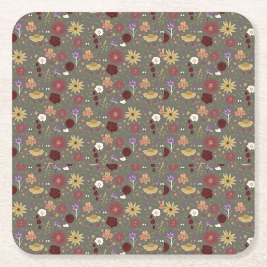 Dessous-de-verre Carré En Papier Arrière - plan vert de l'automne (Devant)