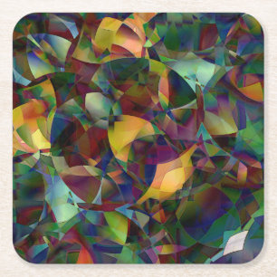 Dessous-de-verre Carré En Papier Art abstrait coloré et kaléidoscopique