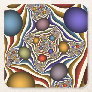 Dessous-de-verre Carré En Papier Art abstrait fractal moderne et coloré qui s'envol