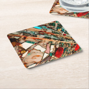 Dessous-de-verre Carré En Papier Art de mosaïque coloré