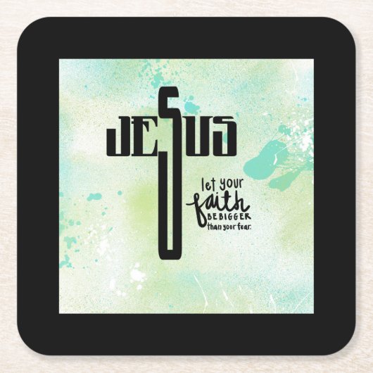 Dessous-de-verre Carré En Papier Art de mot Jésus (Devant)