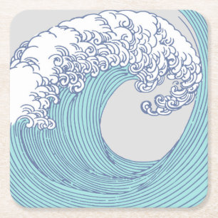 Dessous-de-verre Carré En Papier Art de vague de surf Ukiyo-e japonais vintage de l