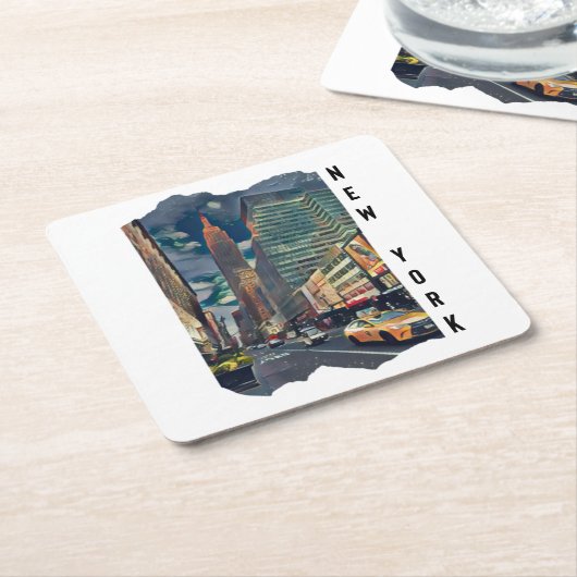 Dessous-de-verre Carré En Papier Art esthétique de New York (Incliné)