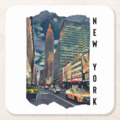 Dessous-de-verre Carré En Papier Art esthétique de New York (Devant)