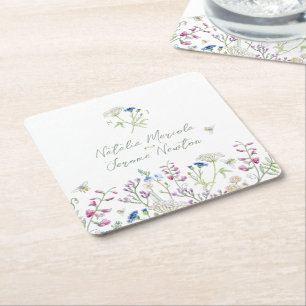 Dessous-de-verre Carré En Papier Art floral botanique de fleur sauvage à l'aquarell