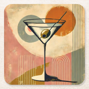 Dessous-de-verre Carré En Papier Art Martini Minimaliste de Style Moderne du Milieu