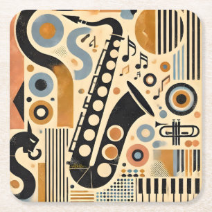 Dessous-de-verre Carré En Papier Art minimaliste de l'ère du jazz du milieu du sièc